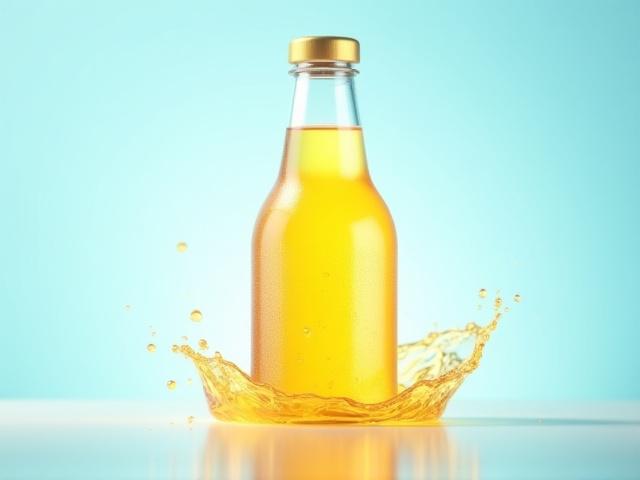 Animación 3D de botella de bebida premium